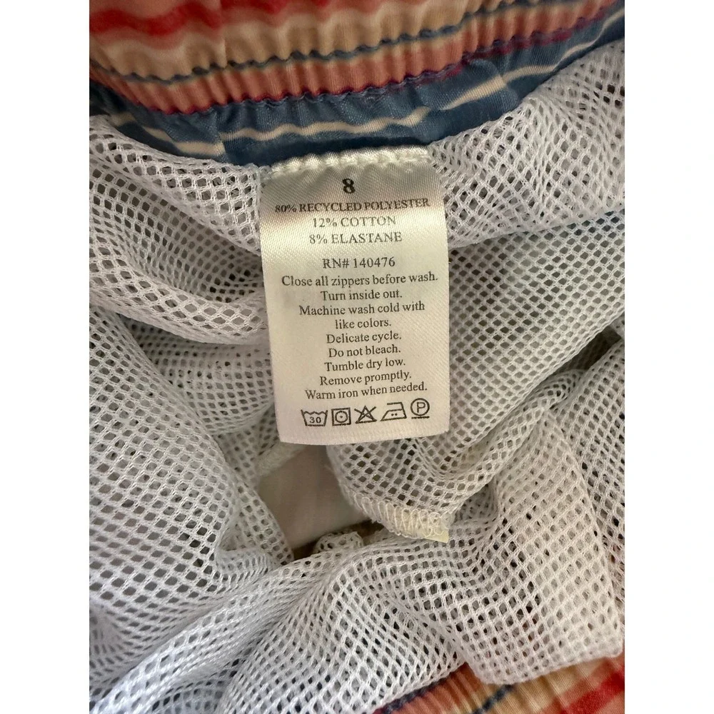 Faherty Boys Swim Trunks Size 8 Striped Mesh-Lined Board Shorts Beach Resortwear